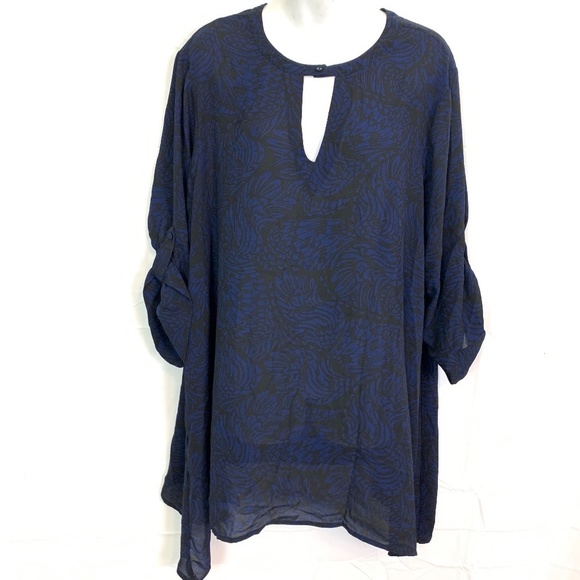 TORRID Black Blue Sheer Blouse 110844 Top Shirt 2 - Picture 1 of 16